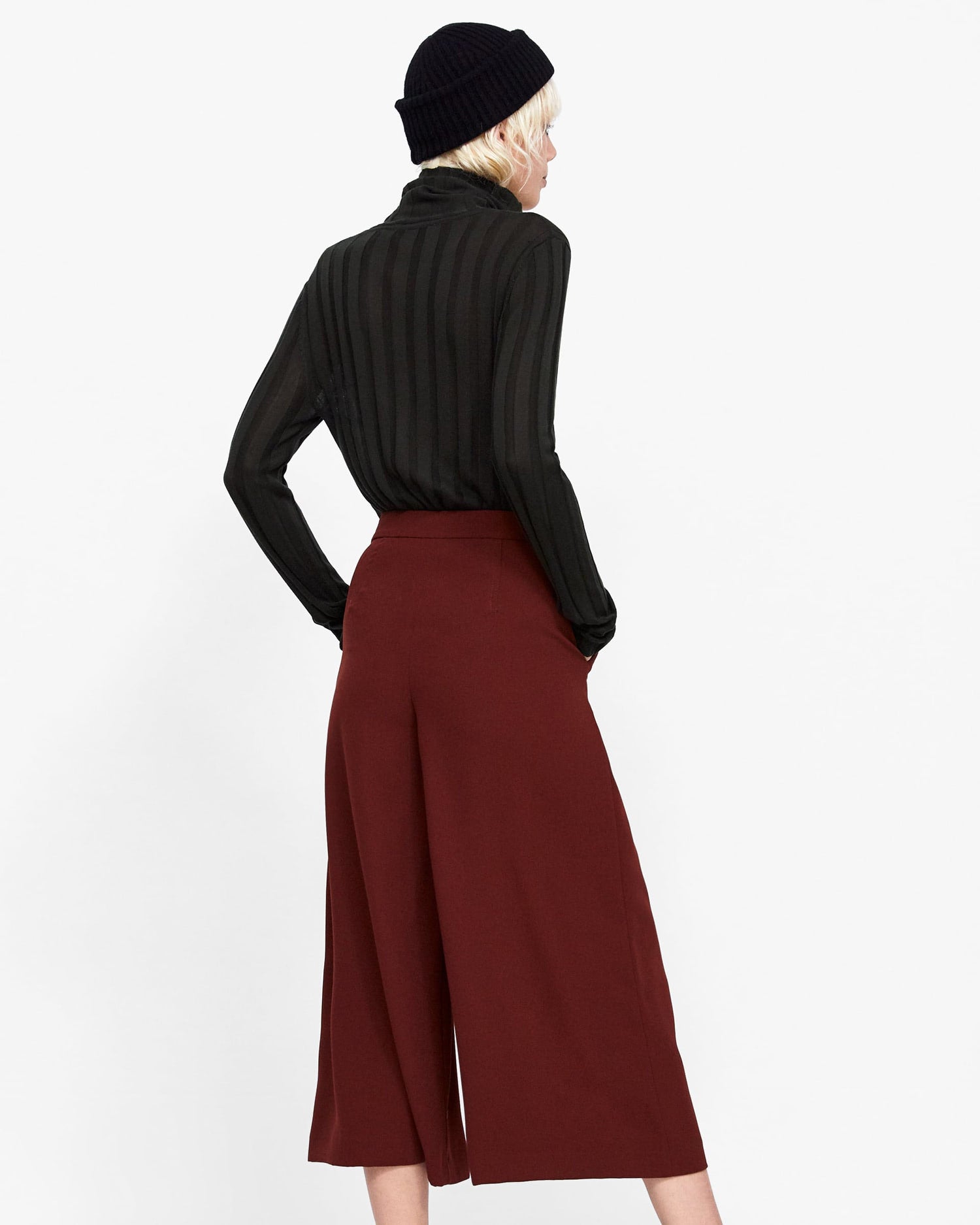 Double-breasted faux fur coat