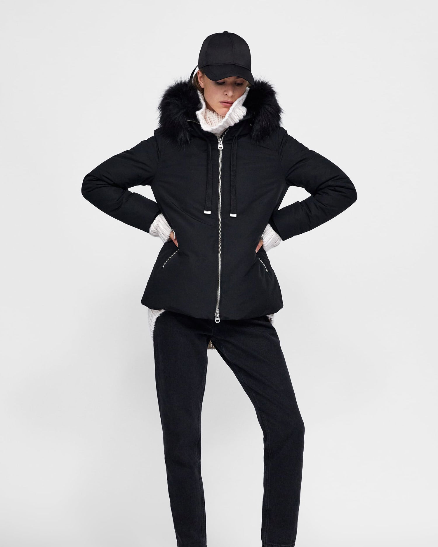 Quilted parka with hood